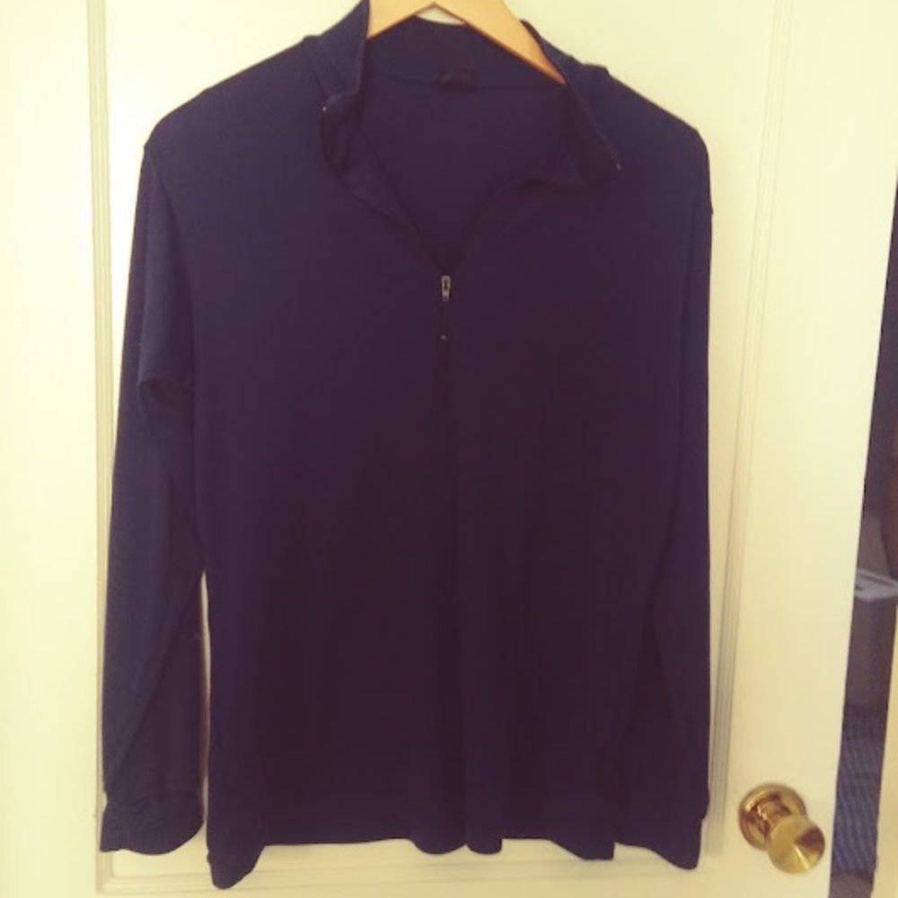 Patagonia Vintage Navy Blue Capilene Polyester Zip Neck Pullover top Sz Medium